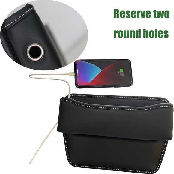 Black Leather Car Seat Gap Fill Organizer, Couch Organize Remote Control Holder - Picture 2 of 7